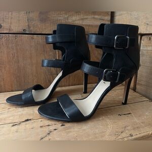 Via Spiga Evangeline Black Strappy Buckle High Heel Sandals